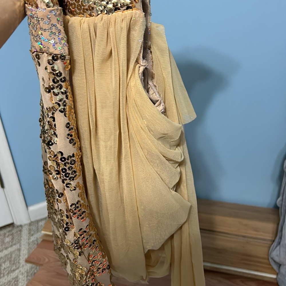 Gold draped skirt dance costume lyrical - Picture 9 of 13